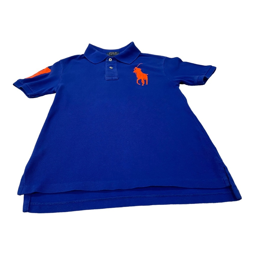Polo by Ralph Lauren Blue and Orange Polo Shirt with Iconic Logo